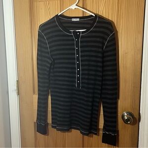 Allen Allen Charcoal and Black Rhinestone Buttoned Top